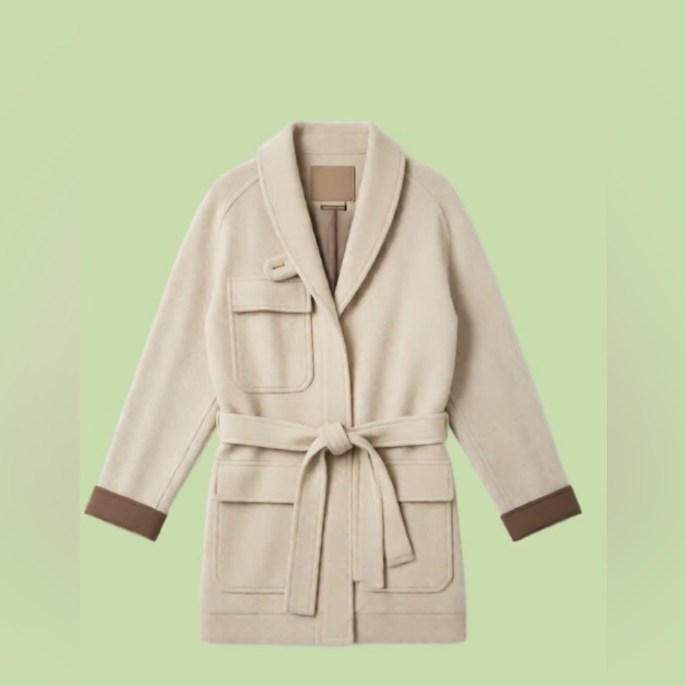 Women's Cream Jacket with Brown Accents